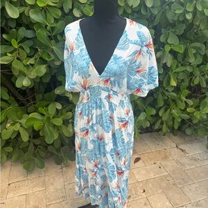 Floral V-Neck Midi Dress